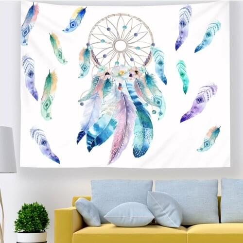 2021 Dream Catcher Tapestry Wall Hanging Hippie Colorful Tapestry Psychedelic Bohemian Feather Wall Tapestry For Bedroom Decor