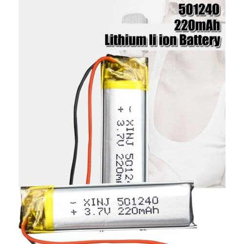 3.7V Lipo cells 501240 220mah Lithium Polymer Rechargeable Battery For MP3 MP4 GPS Bluetooth headset speaker Reading pen