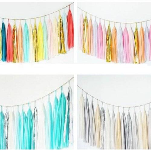 5PCS/lot 14 Inch Tissue Paper Tassel Garland for Wedding Kids Unicorn Birthday Party Decorations Baby Shower Favors Supplies