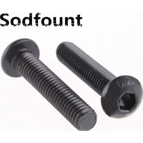 50pcs M5 yuan cup Half round pan head black grade 10.9 carbon Steel Hex Socket Head Cap Thread length 6-40mm