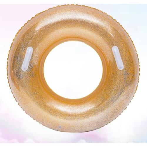 90cm Inflatable Swimming Circle Pool Float PVC Swim Rings Glitter Pool Floats Sequins Inflatable Circle with Handle (Random Colo