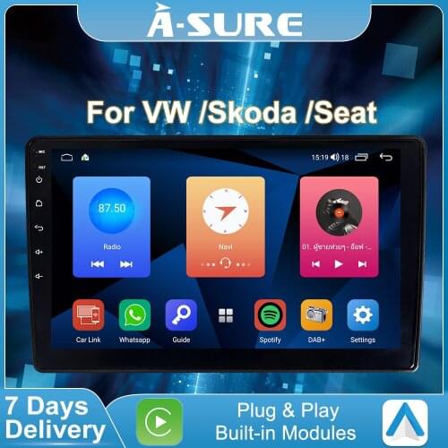 A-Sure Car Multimedia Autolink Radio DAB+ Module Inside BT DVD GPS Navigation For VW Volkswagen Golf MK 5 Polo Passat B6 Skoda