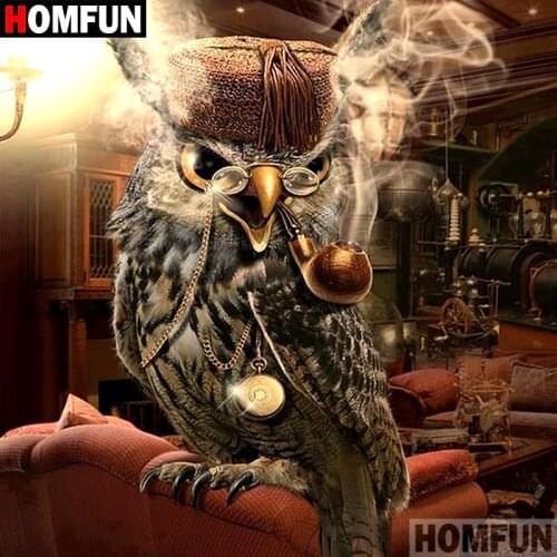 HOMFUN 5D DIY Diamond Painting Full Square/Round Drill "Animal owl" 3D Embroidery Cross Stitch gift Home Decor A01287