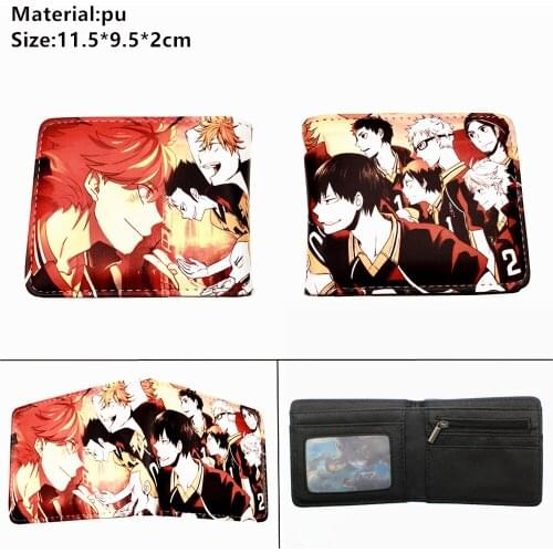 Anime Haikyuu!! Pu Wallet Law Boys Girls Leather Coin Pocket Bifold Zipper Short Photo Card Holder Layers Purse Gift