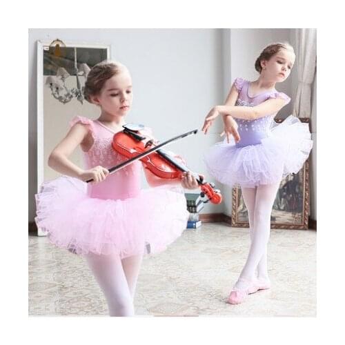 Ballet Tutu Dresses Girls New Arrival Sleeveless Lace Practice Dance Costume Leotard Skirt Children Pink Ballet Dance Skirt