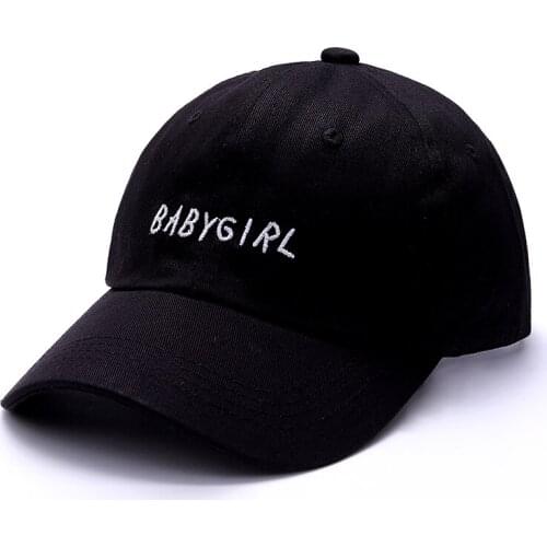 New 100% Cotton Baseball Cap BABYGIRL Embroidery Baseball Cap Fashion Hats For Men & Women Dad Hat Black