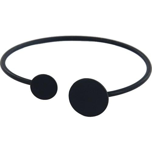 Unisex Simple Asymmetry Double Circle Open Cuff Bracelets Adjustable Gold Silver Color Bangles Friendship Round Party Jewelry