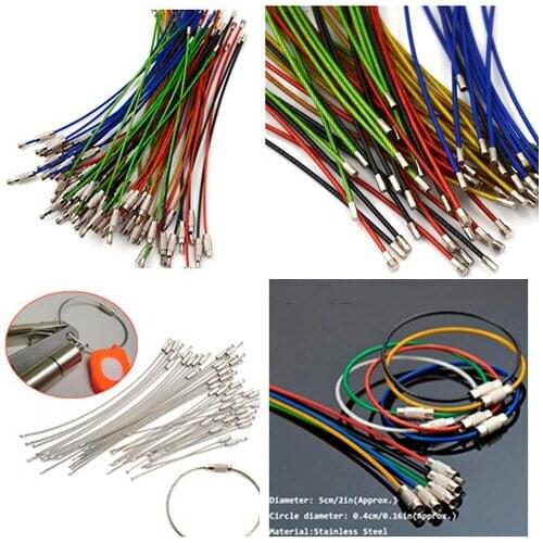 5/10PCS/Set Stainless Steel Wire Keychain Cable Key Ring For Outdoor Hiking Tool New Desk Sets School Stationery Office Supplies
