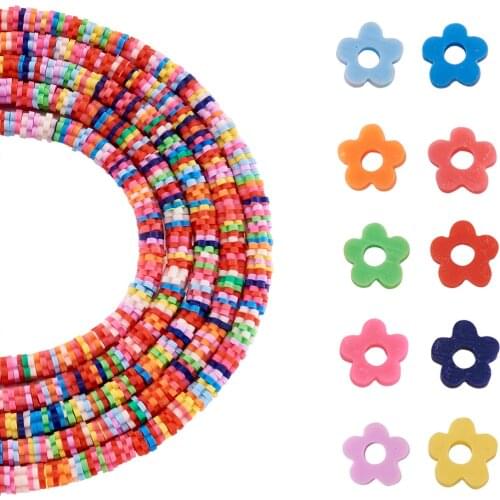 Pandahall Heishi Beads 5mm Polymer Clay Beads Strand Plum Blossom Flower Loose Beads for Jewelry DIY Bracelet Making Accessories