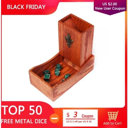 Chengshuo dnd dice tower wooden rpg dice tray fold Oak Storage dice Magnet adsorption 17cm for table games