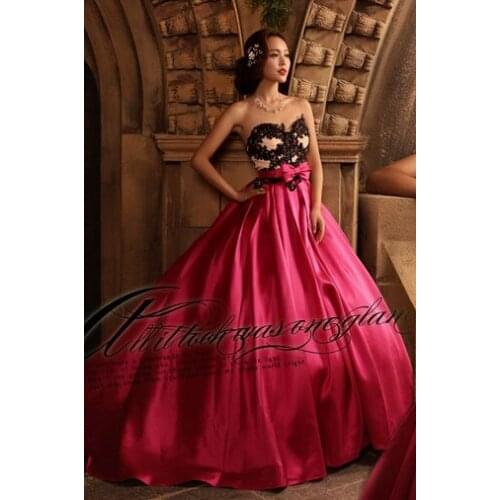 Black embroidery beading hot pink ball gown medieval dress sissi princess Medieval Renaissance Gown queen Victorian/ Belle ball