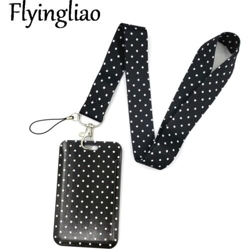 Black Wave point Lanyard Neck Strap Art Anime Fashion Lanyards Bus ID Name Work Card Holder Accessories Decorations Kids Gifts