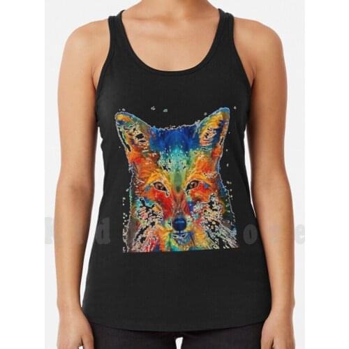 Colorful Fox Artwork tank tops vest 100% Cotton Fox Animal Animals Colorful Zoo Cute Rainbow Colorful Animal Colorful Fox