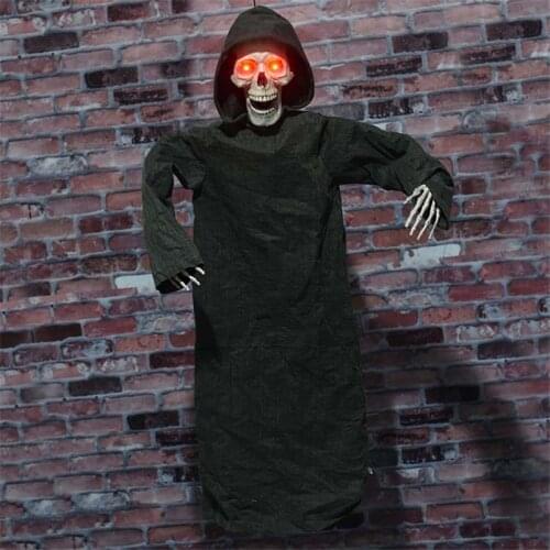 Halloween Party Decor Horror Props Halloween Decorations for Home Hanging Electric Ghost with Skull Head Creepy Eyes Sacay Prop