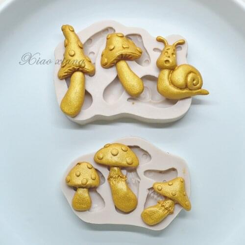 Mushroom Snail Silicone Cake Molds For Baking Fondant Wedding Cake Decorating Tools Gumpaste Sugarcraft Chocolate Molds FM903