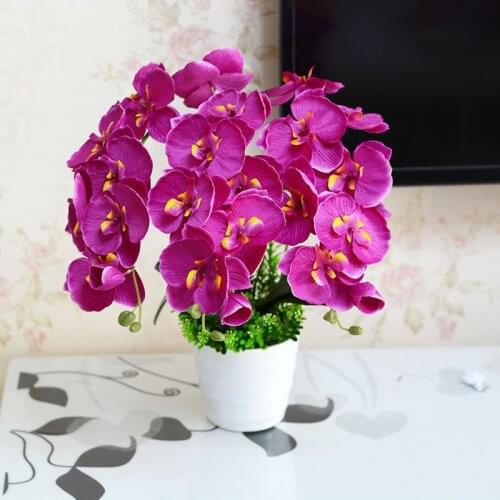 Artificial Butterfly Orchid Flowers Real Touch Moth Orchid Fake Flowers Wedding Decoration Fake Leaves Plants Garden Home Decor