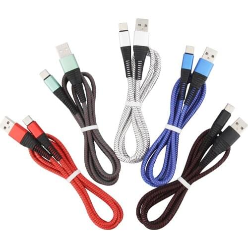 1M Nylon Braided 2A Fast Charging Micro USB Type C Charger Cable Cord For iPhone Huawei LG Samsung Xiaomi Mobile Phone Cables