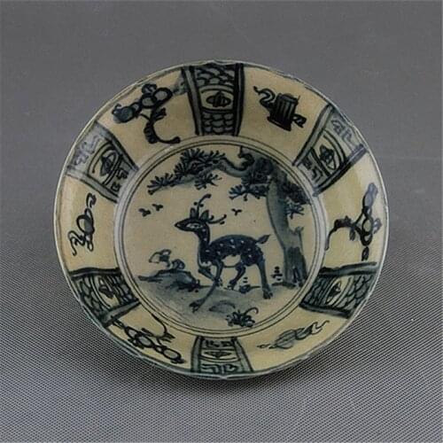 Jiajing Period Chinese Traditional Antique Blue And White Deer Pattern Porcelain Bowl