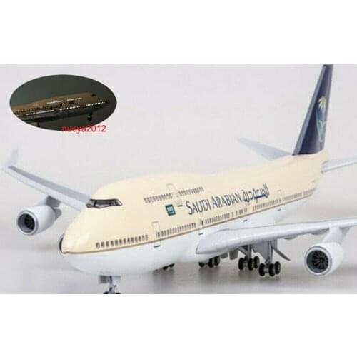 Saudi Arabia Airplane Plane Replica B747 LED Light Aircraft Collectible In Stock 1/150 Scale 47cm Model for Fans Holiday Gift