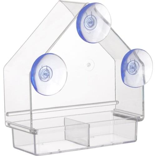 Bird Feeder Acrylic Transparent Window Viewing Bird Feeders Tray Birdhouse Pet Birdhouse Suction Cup Mount House Type Feeder