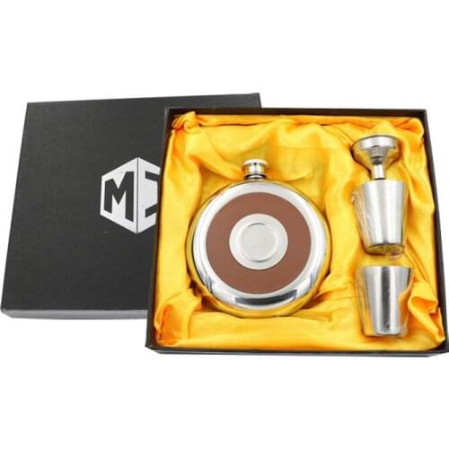 5sets 5oz Stainless Steel Round Whiskey Flask Cup Embeded Mini Alcohol Hip Flasks With Funnel Bottle Liquor Pot Flagon Gift Set