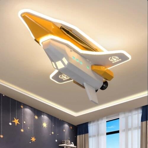 Childrens room lamp creative simple modern space rocket lamp American boy bedroom led aircraft ceiling lamp