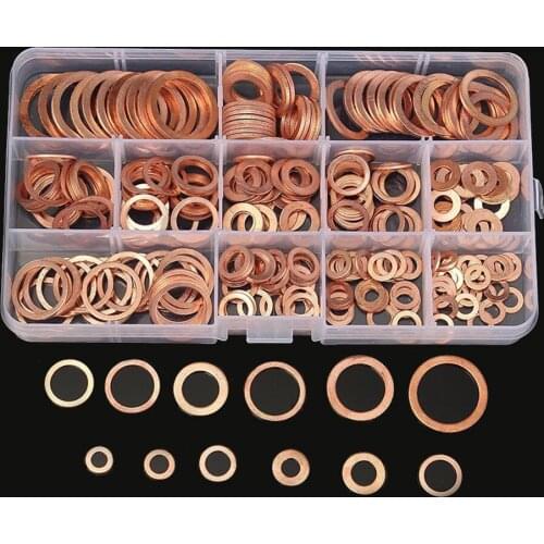 Copper Sealing Solid Gasket Washer Sump Plug Oil For Boat Crush Flat Seal Ring Tool Set Hardware Accessories Fasteners 280pcs