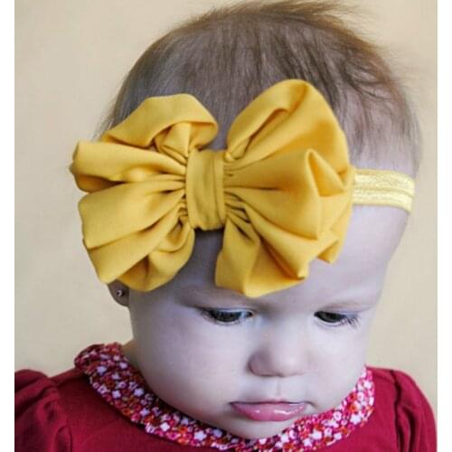 Fashion Handmade Fabric Bowknot Headband Baby Girls Solid Color Bows Elastic Hair Bands Newborn Accessories Kids Holiday Gifts