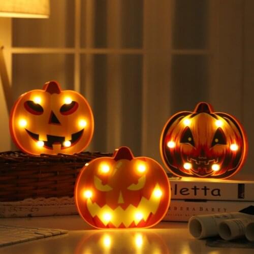 Horriable Halloween Decorative Pumpkin Lantern Ghost Skull Lamp Mini Spider Bat Night Light