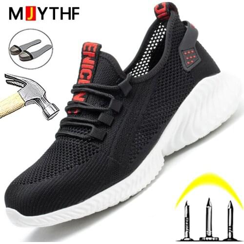 Breathable Mesh Work Safety Shoes Anti-smash Anti-puncture Work Sneakers Male Protective Shoes Lightweight Safety Boots Men