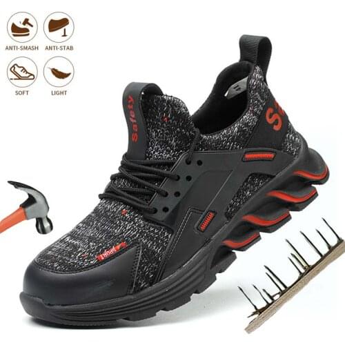 Men Safety Work Shoes Outdoor Steel Toe Boots Anti-Puncture Industrial Boots Comfortable Lightweight Breathable Sneakers