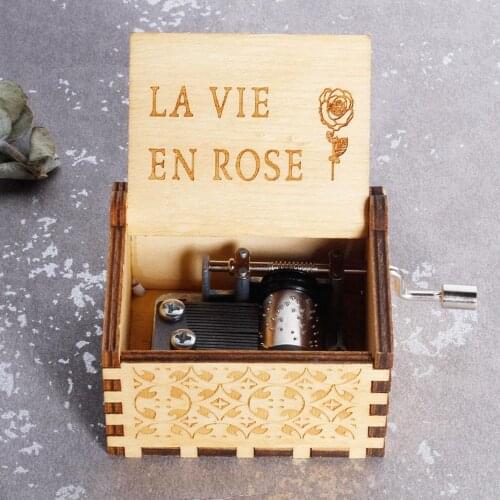 Antique Carved Musical Box Hand-Cranked Wooden Music Box Falling In Love Theme Caixa De Musica Birthday Present Party Casket