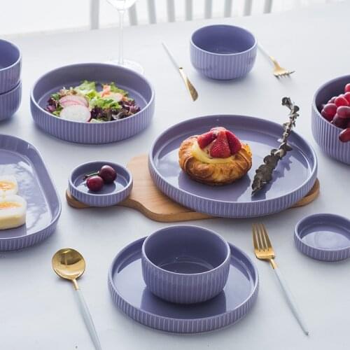 Nordic Style Kitchen Plate Set Ceramic Bowls Plates Dishes Dinner Food Salad Fruit Dessert Plate Home Decoration Dinnerware Set