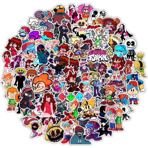 Friday Night Funkin Stickers Cartoon Spooky Month Skid Pump Daddy Mommy Monster Spirit Senpai Pico Childrens Toys
