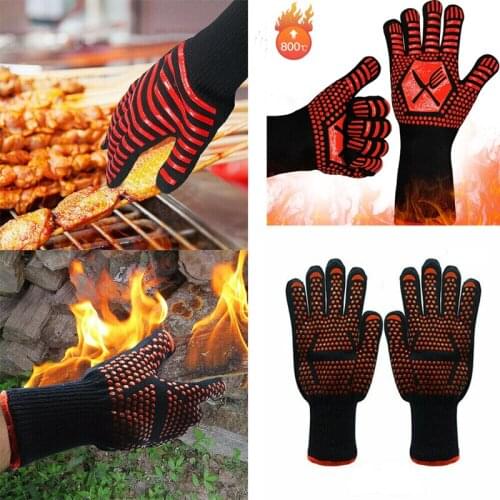Barbecue anti-scald gloves Heat Glove Resistant BBQ Oven Gloves Kitchen Fireproof Gloves Anti-slip Gloves for Baking Cooking