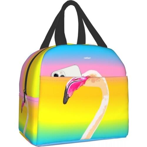 Flamingo Portable Lunch Bag New Thermal Insulated Lunch Box Tote Cooler Handbag Bento Pouch Dinner School Food Storage Bags