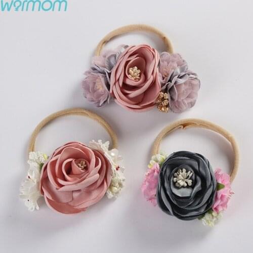 Warmom Baby Headband For Girls Kids Headwear Turban Flower Bowknot Elastic Hairband Infants Hair Accessories Headpieces