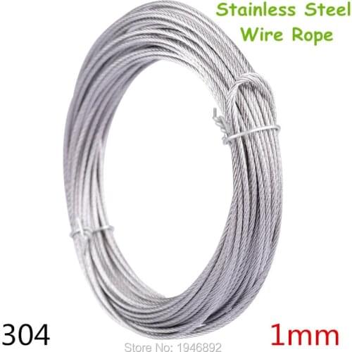 10m/lot 1mm High Stainless Steel Wire Rope Tensile Diameter 7X7 Structure Cable Gray Fishing Rope