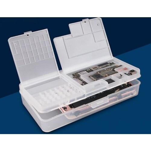 Clear Plastic Organizer Container Storage Box Double Layer Component Box for Mobile Phone Repair, Screws, Jewelry Beads