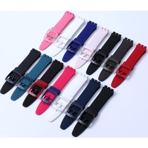 Pin buckle 24mm silicone strap men for Swatch SUSB401SUSW402SUSN400SUSL400 rubber strap waterproof bracelet watch