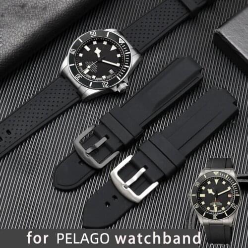 Convex mouth silicone watchband for the imperial Pelago Tomahawk 25600 25500 series watch strap impeap mens wristband 22mm belt