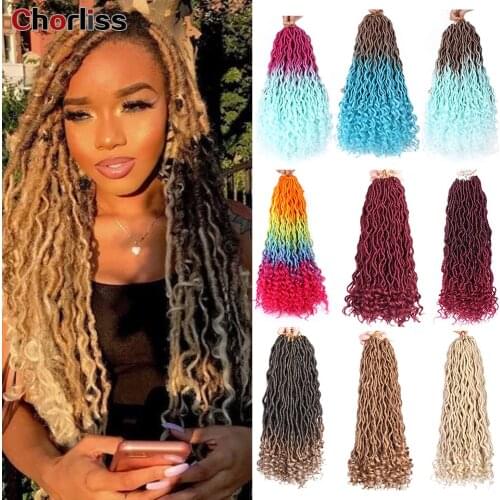 Faux Locs Curly Synthetic Long Curly Hair Crochet Braids Extension 20Inch Soft Ends Dreadlocks Best Sell Fashion Ombre Blonde