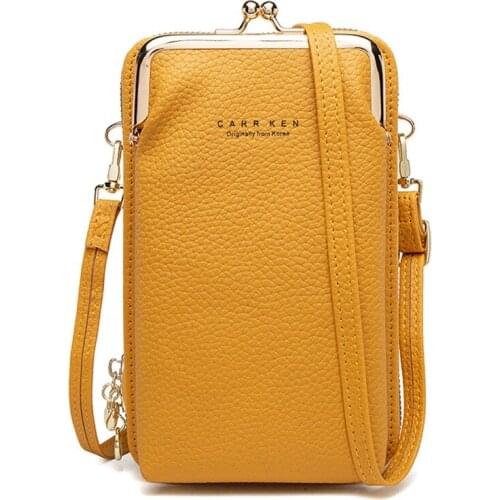 Mini PU Litchi Leather Shoulder Messenger Bag For Girl Fashion Small Crossbody Yellow Bolas Ladies Phone Purse Women Zipper Flap