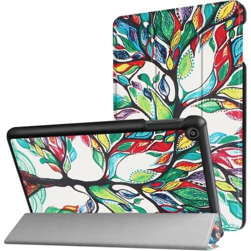 Slim Magnet Smart Cover Print Flip Stand Leather Funda Capa Case For Amazon Kindle Fire HD 8 2018 2017 Generation Tablet Coque