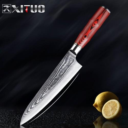 XITUO 8 Inch Kitchen Chef Knife Damascus Professional Japanese Meat Cleaver Slicing Utility Paring Vegetable with Knife Cover