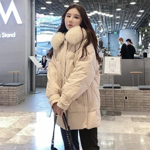 Winter Jacket Women Warm White Duck Down Coats Famale Real Fox Fur Collar Jackets Ladies Parkas Korean Jaqueta Feminina SQQ189