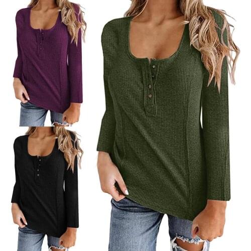 Women Popular Solid Color Long Sleeve Blouse Streetwear Pullover Round Neck for School