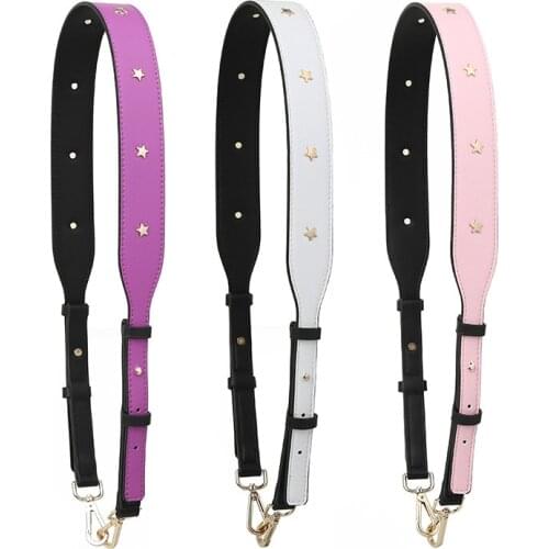Women Wide Bag Strap Stars Decorative Shoulder Bag Strap PU Leather Straps For Handbag Accessories Adjustable Belt For Bag