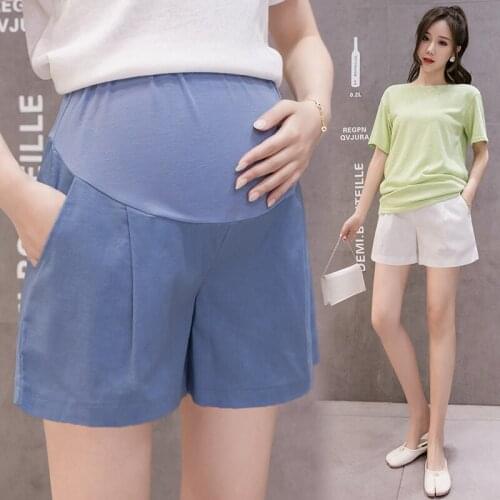 01839# Maternity Leisure Pants Summer Fashion Shorts Elastic Waist Pregnant Women Belly Support Pants Maternity Trousers