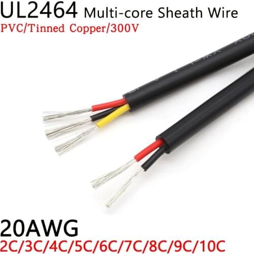 1M 20AWG UL2464 Sheathed Wire Cable Channel Audio Line 2 3 4 5 6 7 8 9 10 Cores Insulated Soft Copper Cable Signal Control Wire
